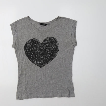 Womens UK Size 10 New Look Grey Basic T-Shirt