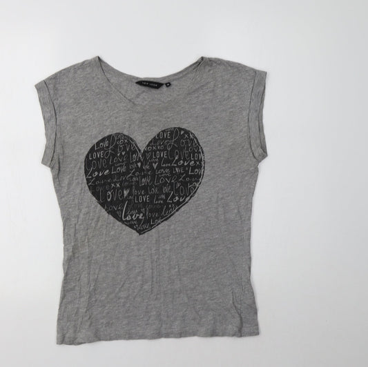 Womens UK Size 10 New Look Grey Basic T-Shirt