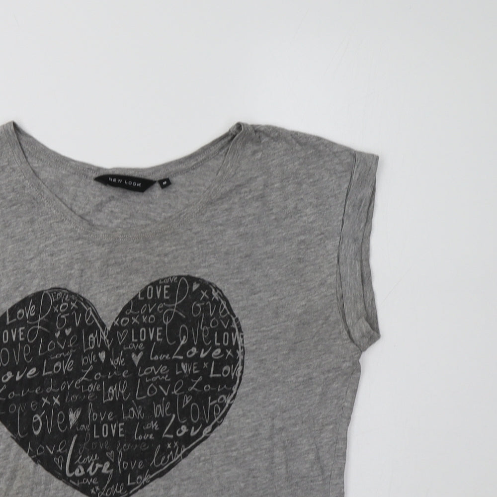 Womens UK Size 10 New Look Grey Basic T-Shirt