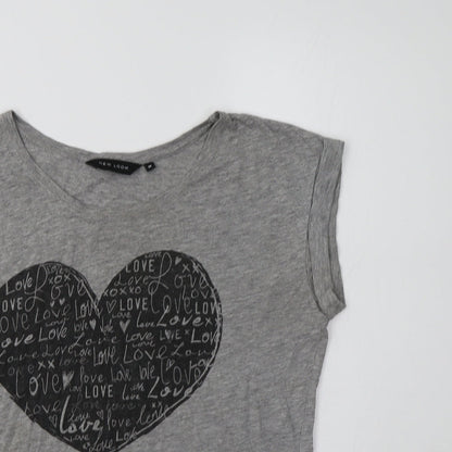 Womens UK Size 10 New Look Grey Basic T-Shirt