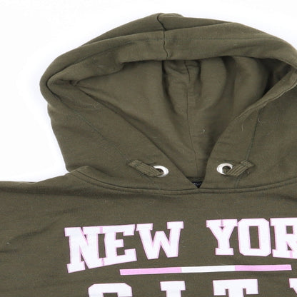 New Look 915 Generation Girls Green  Polyester Pullover Hoodie Size 14-15 Years   - New York City Olive Green Cropped