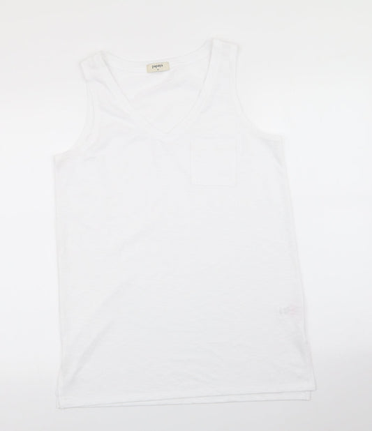 Papaya Womens White  Polyester Tunic Tank Size M V-Neck - Short Side Hemline vents