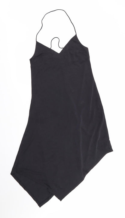 Preworn Womens Grey   Slip Dress  Size 8 Halter  - Dark Grey Horizontal hemline