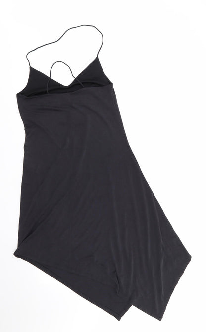 Preworn Womens Grey   Slip Dress  Size 8 Halter  - Dark Grey Horizontal hemline