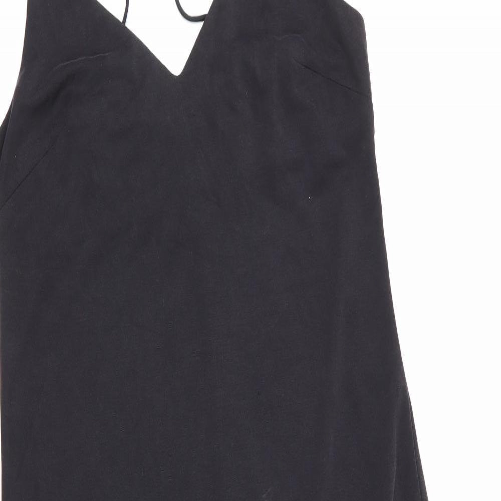 Preworn Womens Grey   Slip Dress  Size 8 Halter  - Dark Grey Horizontal hemline