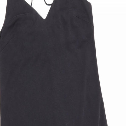 Preworn Womens Grey   Slip Dress  Size 8 Halter  - Dark Grey Horizontal hemline