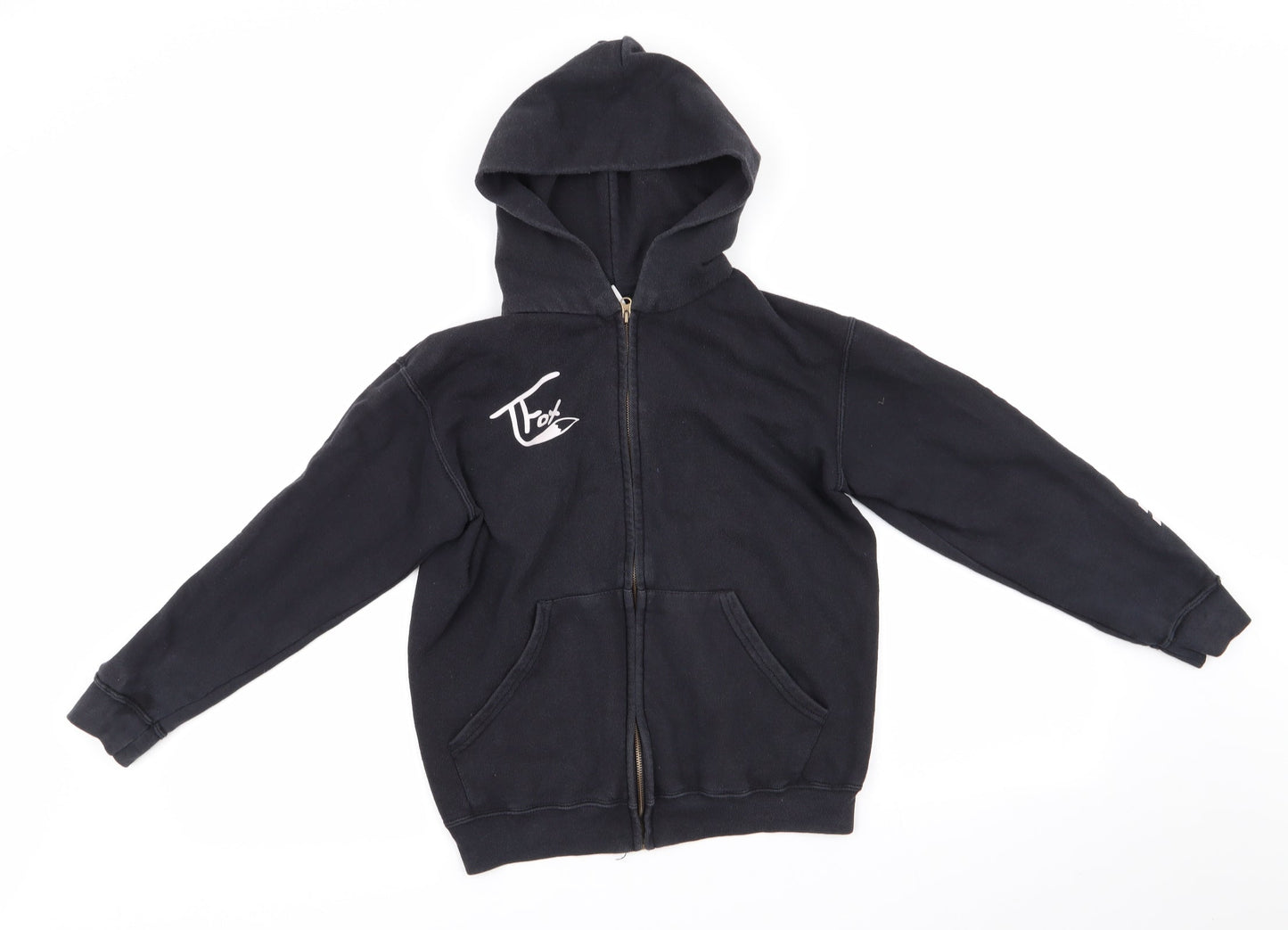 Fruit of the Loom Girls Black  Cotton Full Zip Hoodie Size 6-7 Years   - Tanner Fox