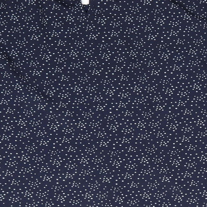 Mademoiselle  Womens Blue Polka Dot Polyester Basic Blouse Size 8 Round Neck - Pin Tuck Detail to front