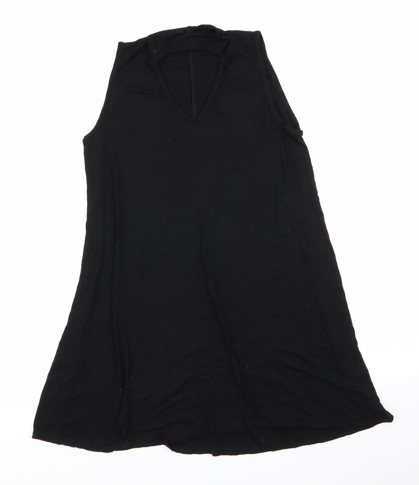 Boohoo Womens Black  Viscose A-Line  Size 10 V-Neck  - Choker style neck