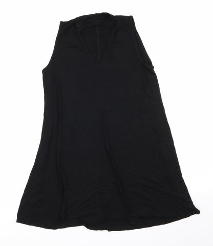 Boohoo Womens Black  Viscose A-Line  Size 10 V-Neck  - Choker style neck