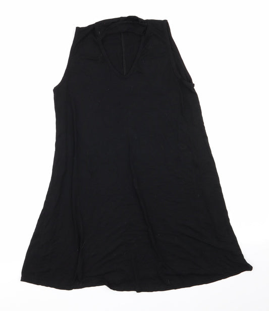 Boohoo Womens Black  Viscose A-Line  Size 10 V-Neck  - Choker style neck