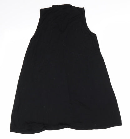 Boohoo Womens Black  Viscose A-Line  Size 10 V-Neck  - Choker style neck