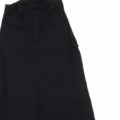 Boohoo Womens Black  Viscose A-Line  Size 10 V-Neck  - Choker style neck