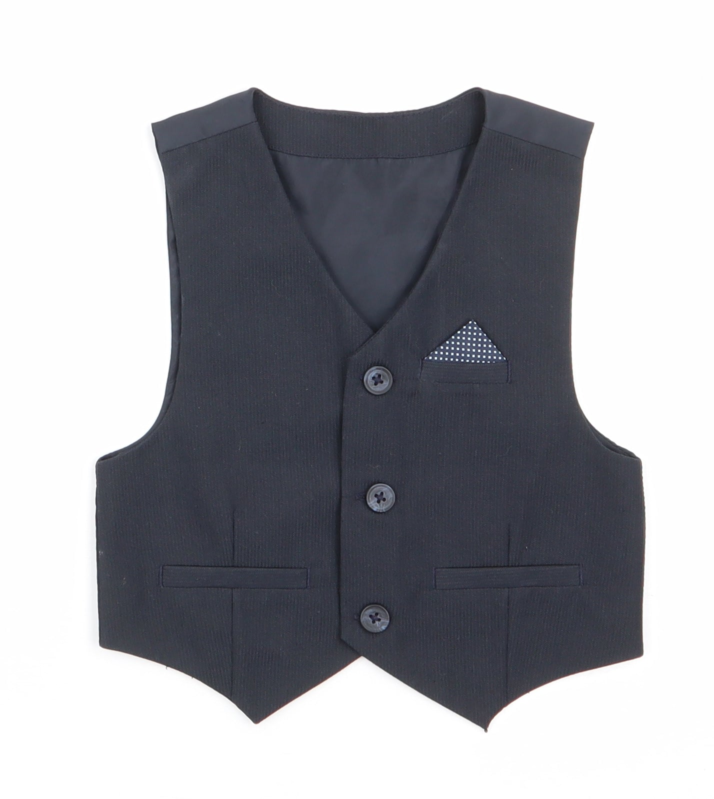 Urban Rascals Boys Grey   Gilet Waistcoat Size 3 Years   - Dress Waistcoat Blue with White polka dot faux hankerchief