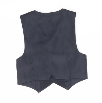Urban Rascals Boys Grey   Gilet Waistcoat Size 3 Years   - Dress Waistcoat Blue with White polka dot faux hankerchief