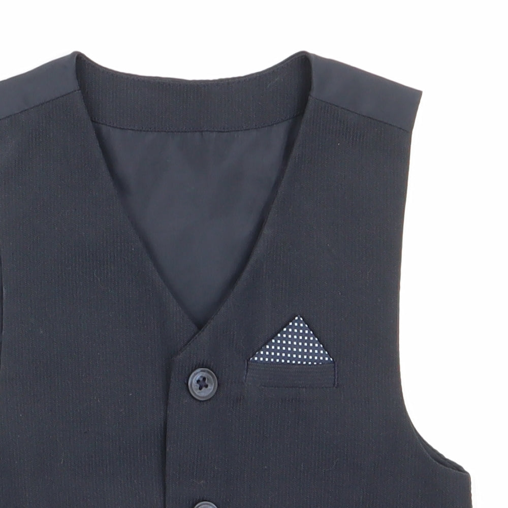 Urban Rascals Boys Grey   Gilet Waistcoat Size 3 Years   - Dress Waistcoat Blue with White polka dot faux hankerchief