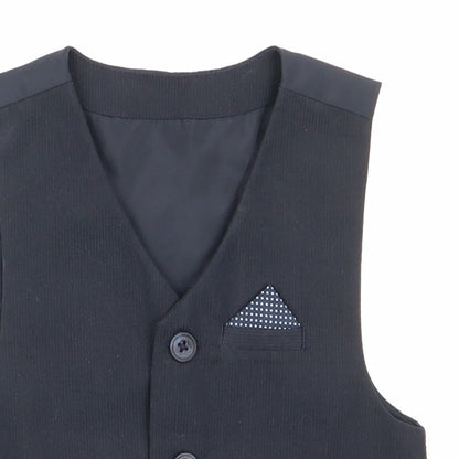 Urban Rascals Boys Grey   Gilet Waistcoat Size 3 Years   - Dress Waistcoat Blue with White polka dot faux hankerchief