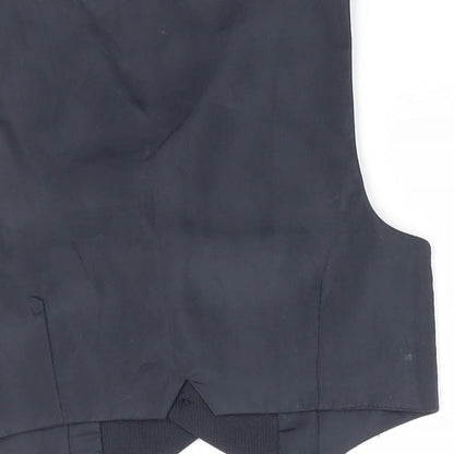 Urban Rascals Boys Grey   Gilet Waistcoat Size 3 Years   - Dress Waistcoat Blue with White polka dot faux hankerchief