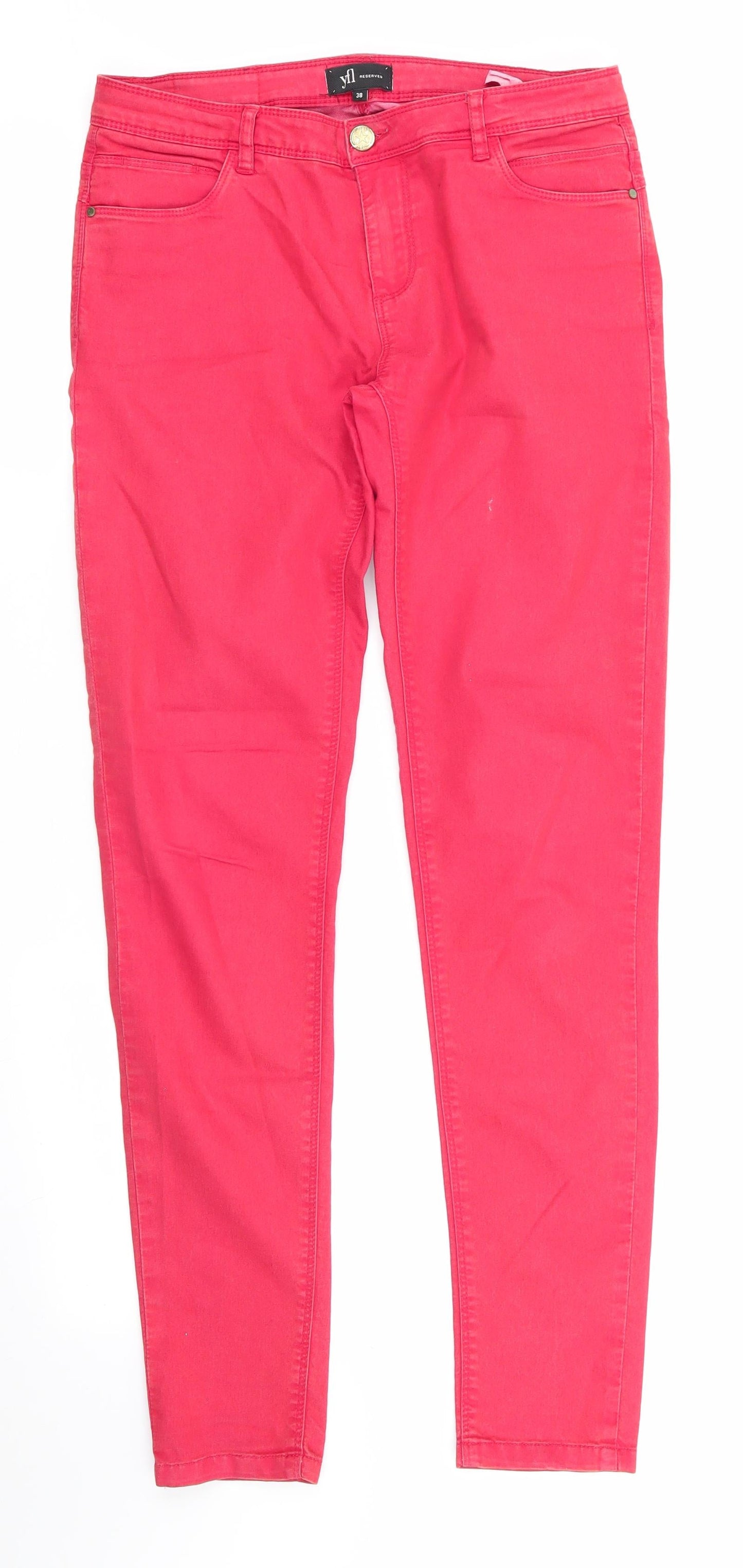 YFL Reserved Womens Orange  Cotton Chino Trousers Size 10 L30 in Regular  - Faded Orange Red