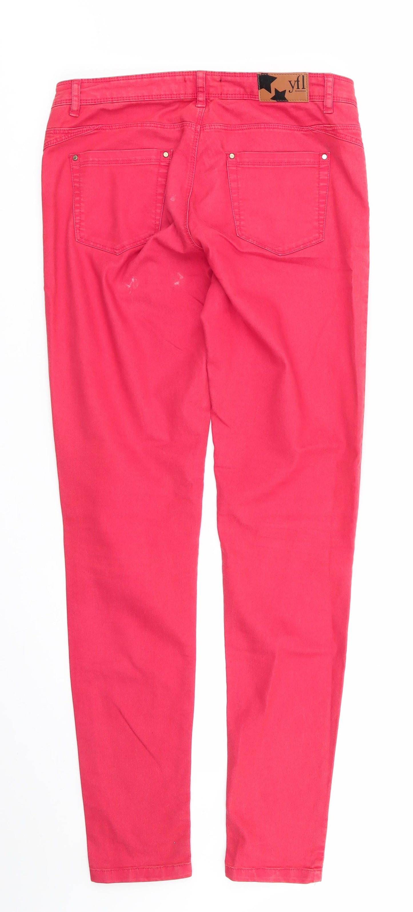 YFL Reserved Womens Orange  Cotton Chino Trousers Size 10 L30 in Regular  - Faded Orange Red