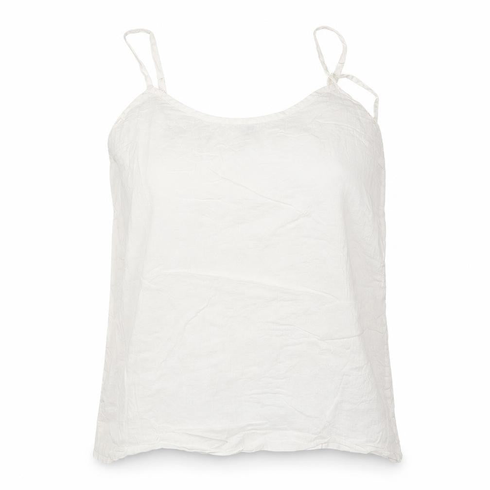 Front view of Preworn women’s ivory camisole blouse, size UK 10, round neck