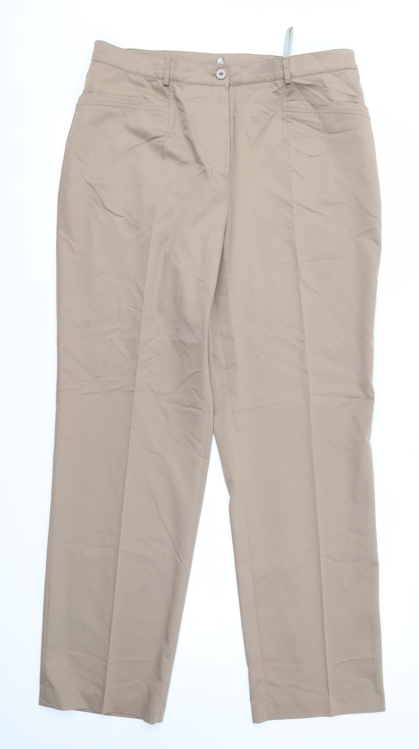Womens UK Size 16 Gelco Regular Fit Dress Pants Brown Trousers