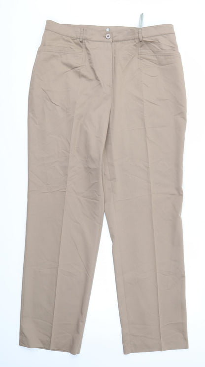 Womens UK Size 16 Gelco Regular Fit Dress Pants Brown Trousers