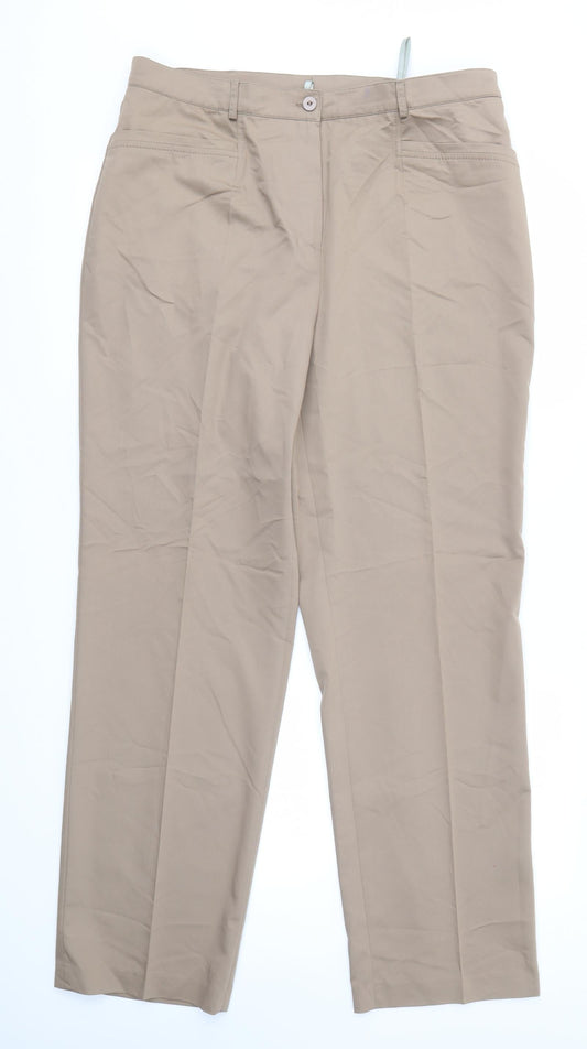 Womens UK Size 16 Gelco Regular Fit Dress Pants Brown Trousers
