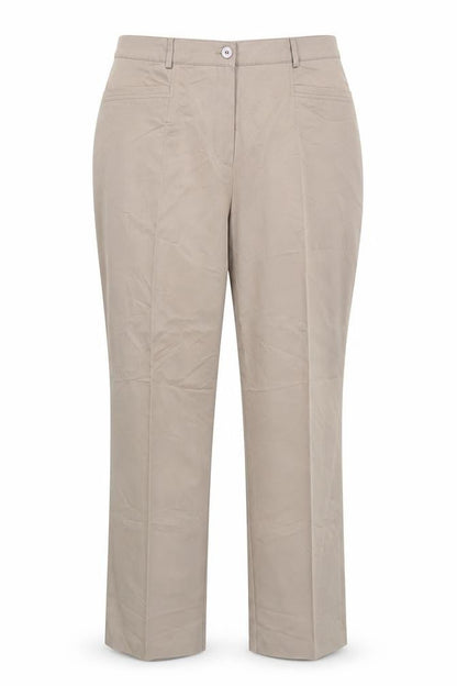 Front view of Gelco women’s brown viscose dress pants trousers, size UK 16, 30-inch leg regular