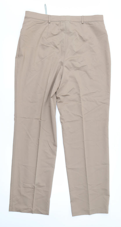 Womens UK Size 16 Gelco Regular Fit Dress Pants Brown Trousers