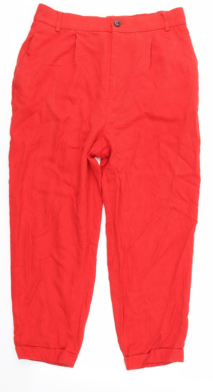 Womens UK Size S Zara Regular Fit Dress Pants Red Trousers