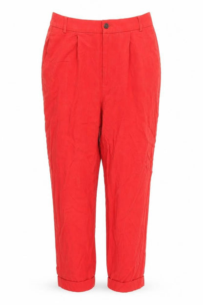 Front view of Zara women’s red polyester dress pants trousers, size S, 22-inch leg regular