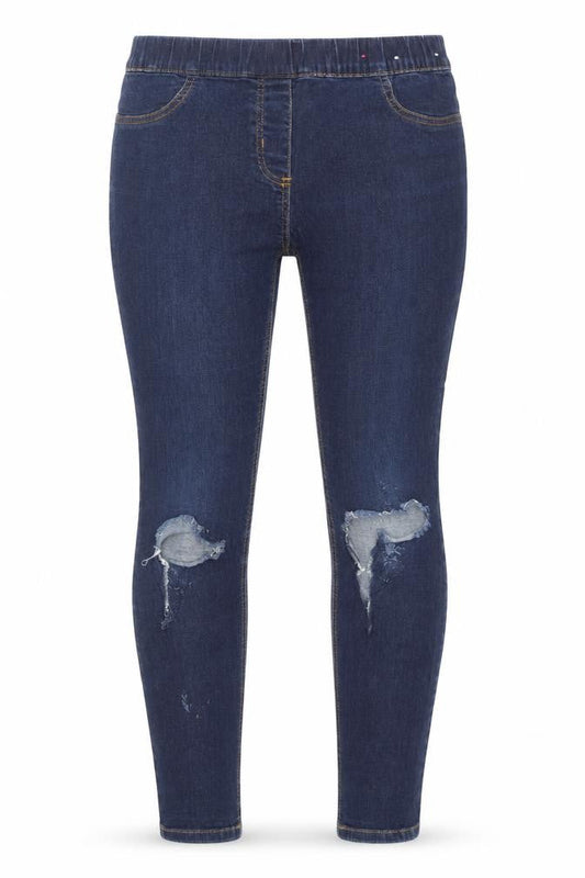 Front view of Tu women’s blue cotton skinny jeans, size UK 10, 27-inch leg regular