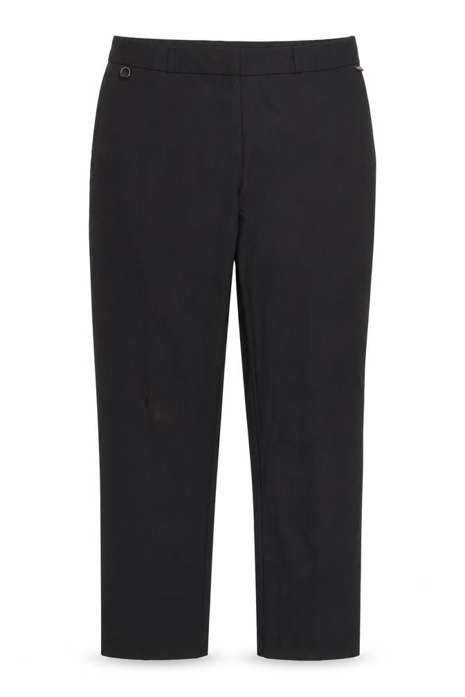 Front view of incorporatewear women’s black polyester dress pants trousers, size UK 10, 26-inch leg regular