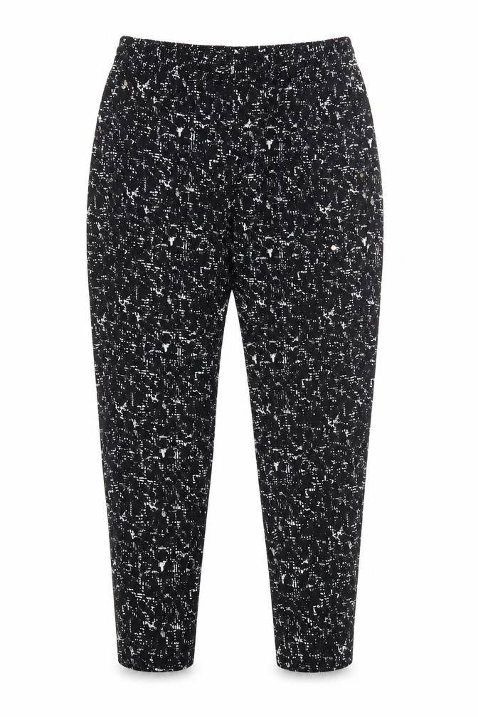 Front view of H&M women’s black polyester dress pants trousers, size UK 8, 24-inch leg regular