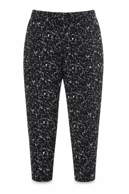 Front view of H&M women’s black polyester dress pants trousers, size UK 8, 24-inch leg regular