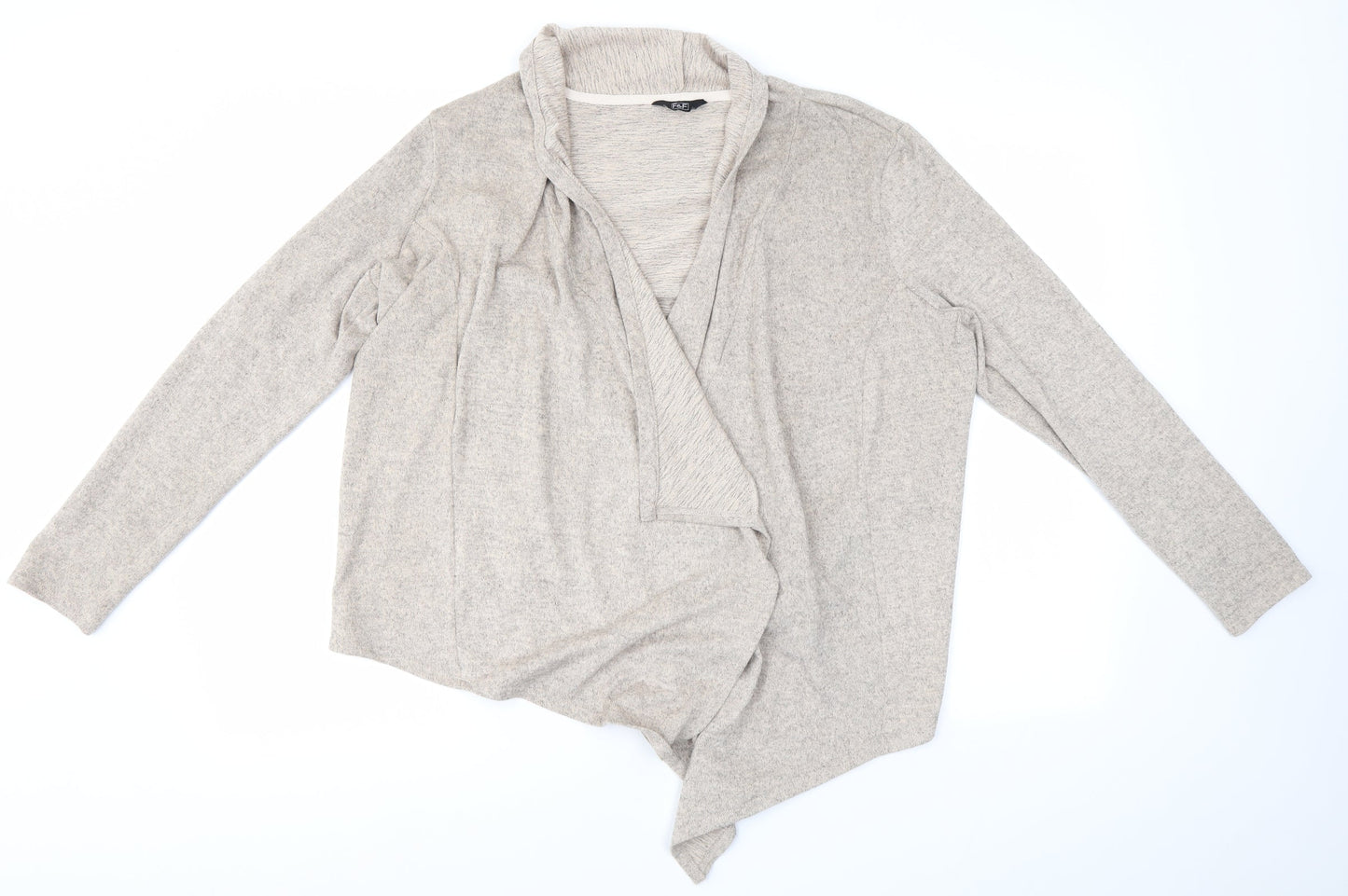 F&F Womens Brown V-Neck  Polyester Cardigan Jumper Size 10