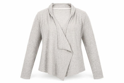 Front view of F&F women’s brown v-neck polyester cardigan jumper, size UK 10
