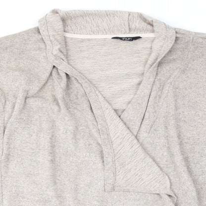 F&F Womens Brown V-Neck  Polyester Cardigan Jumper Size 10