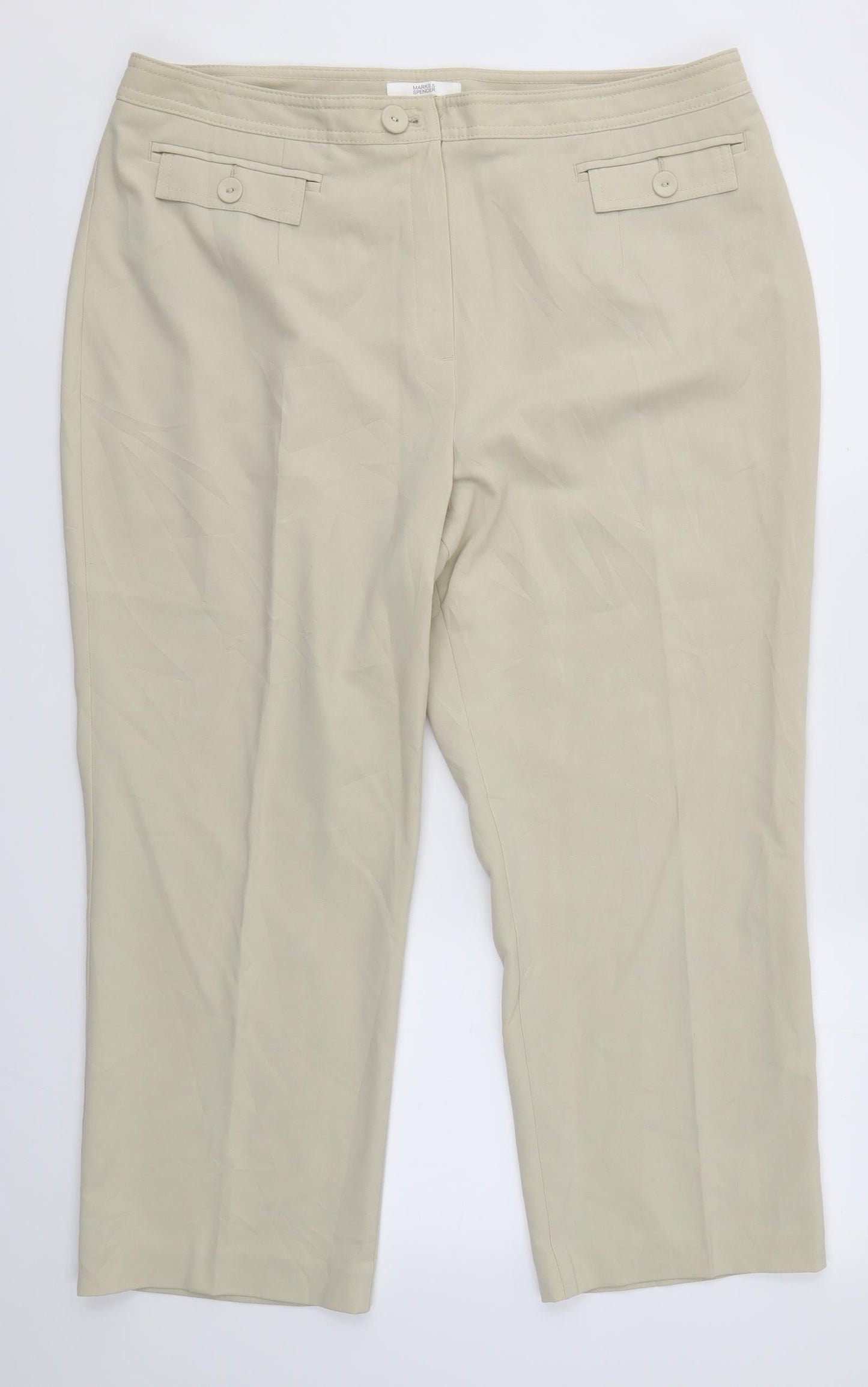 Womens UK Size 18 M&S Regular Fit Dress Pants Beige Trousers