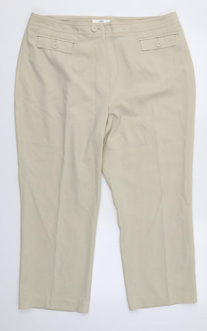 Womens UK Size 18 M&S Regular Fit Dress Pants Beige Trousers
