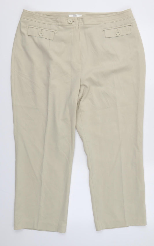 Womens UK Size 18 M&S Regular Fit Dress Pants Beige Trousers