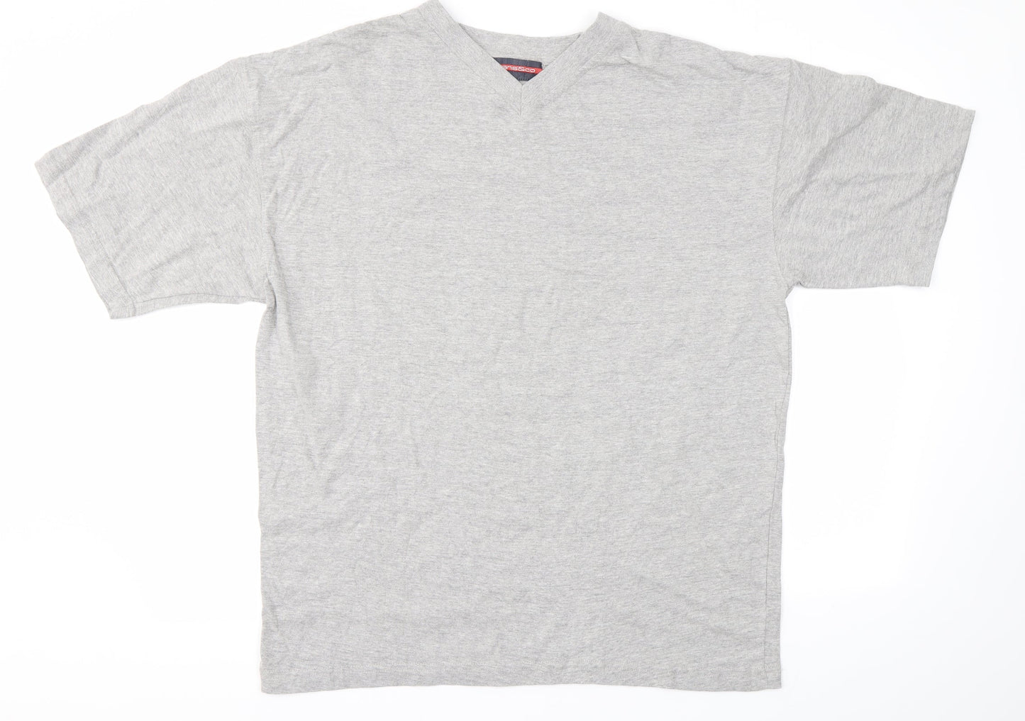 jeans&co Mens Grey  Cotton  T-Shirt Size L V-Neck