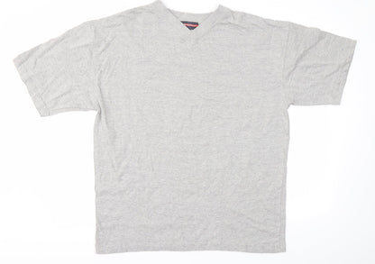 jeans&co Mens Grey  Cotton  T-Shirt Size L V-Neck