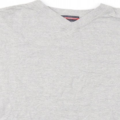 jeans&co Mens Grey  Cotton  T-Shirt Size L V-Neck