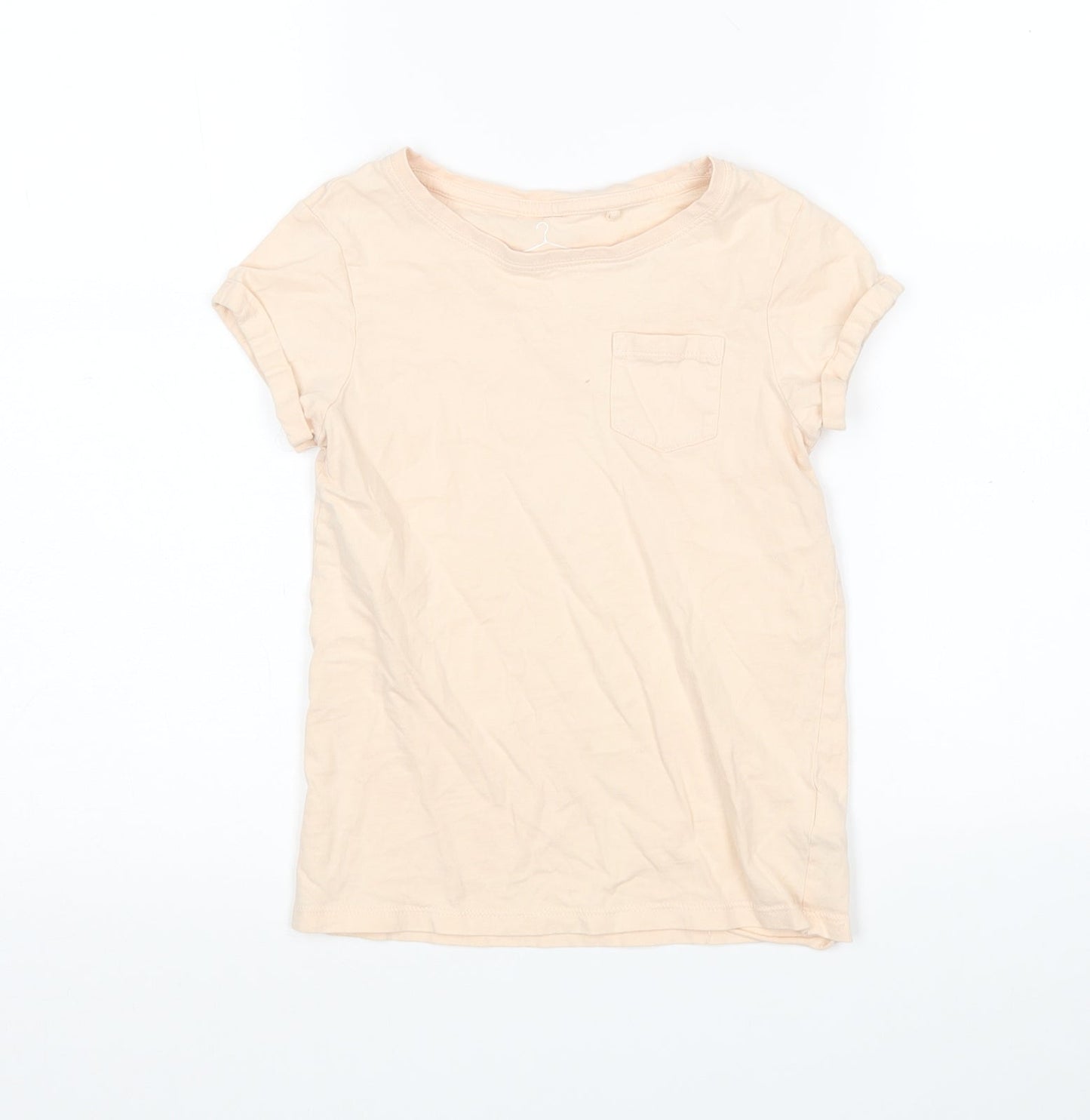 NEXT Girls Beige  Cotton Basic T-Shirt Size 8 Years Round Neck