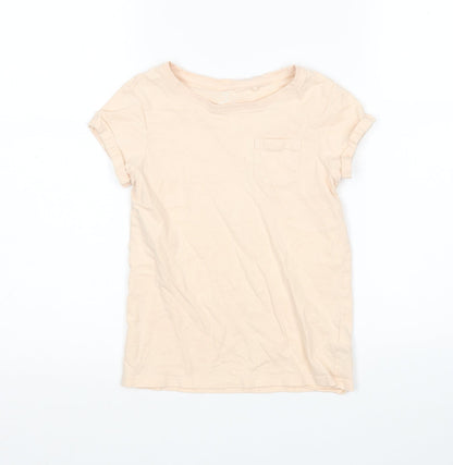 NEXT Girls Beige  Cotton Basic T-Shirt Size 8 Years Round Neck