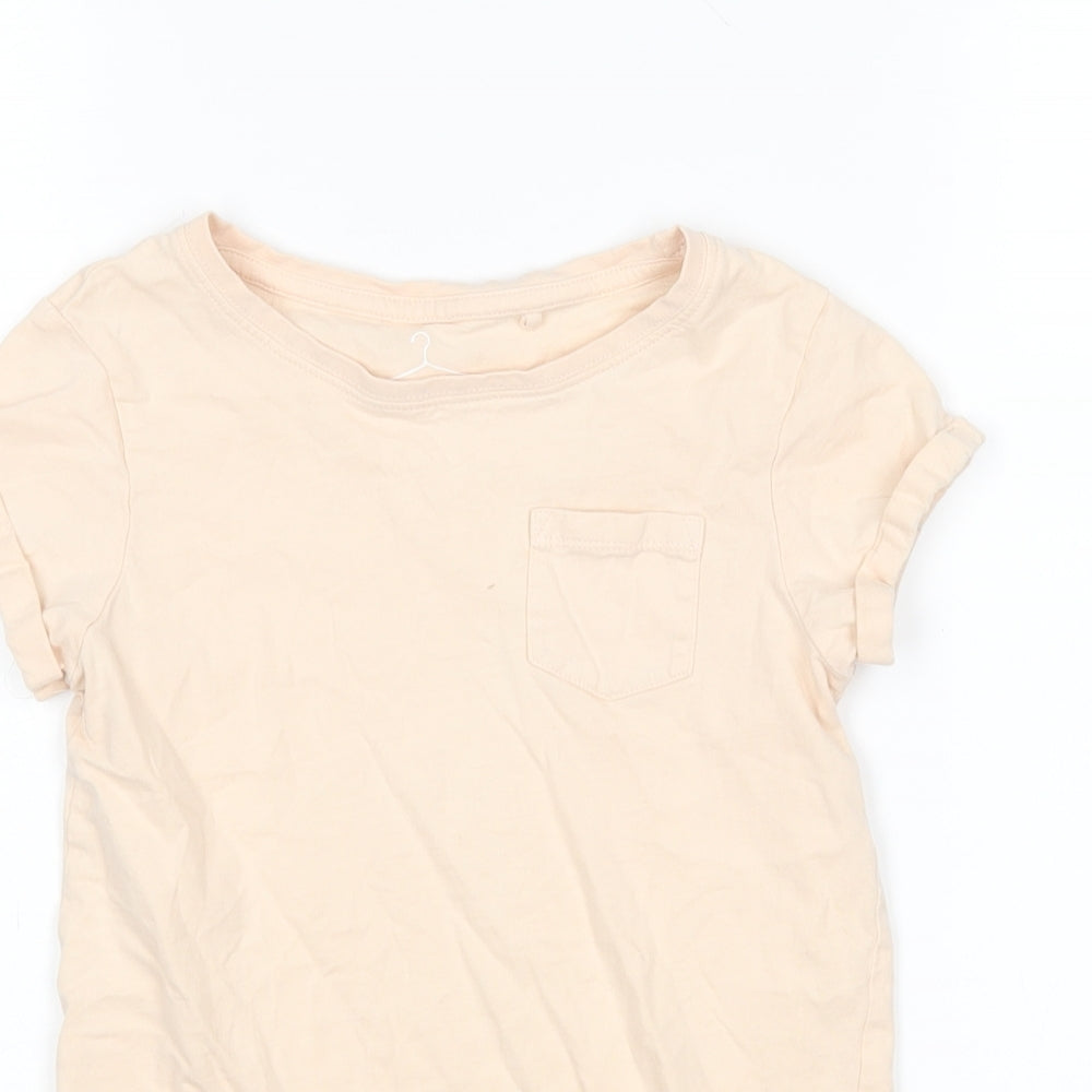 NEXT Girls Beige  Cotton Basic T-Shirt Size 8 Years Round Neck