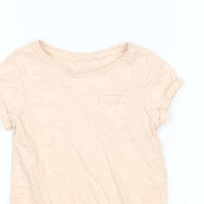 NEXT Girls Beige  Cotton Basic T-Shirt Size 8 Years Round Neck