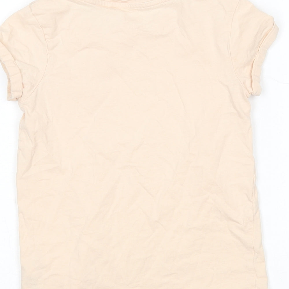 NEXT Girls Beige  Cotton Basic T-Shirt Size 8 Years Round Neck